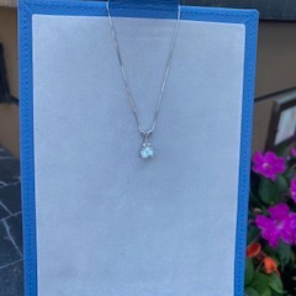 14KW Aquamarine and Diamond Necklace